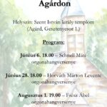 Plakát: 2026 Nyár esti orgonakoncertek Agárdon