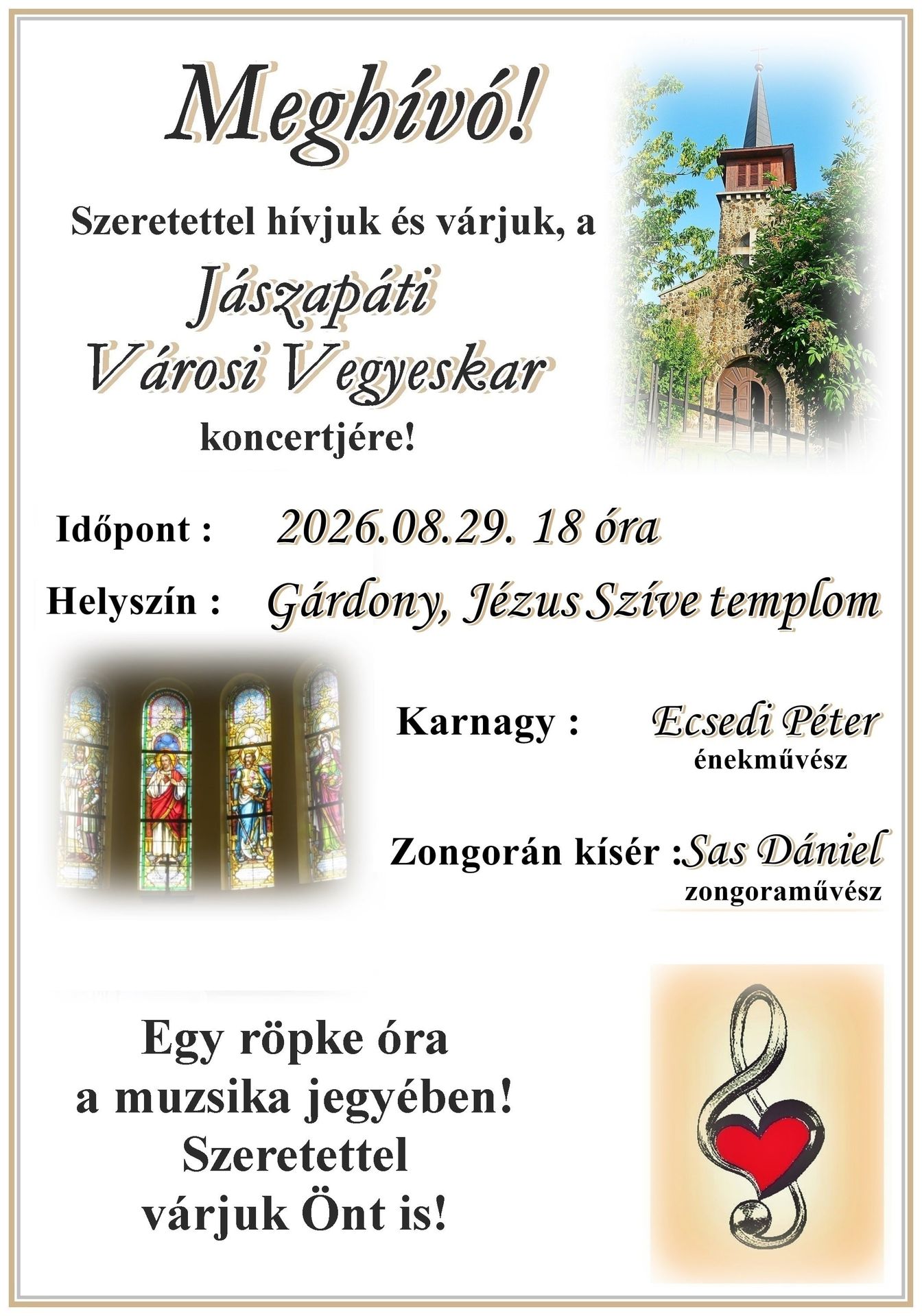 Meghívó: A Jászapáti Városi Vegyeskar koncertje Gárdonyban